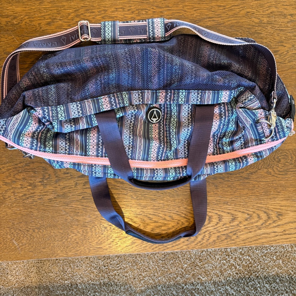 Lululemon Ivivva Got Game Duffle Travel Dance Bag Purple Blue Pink Stripes